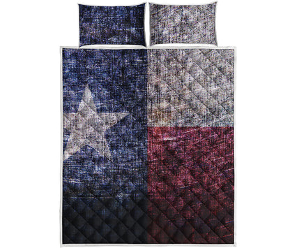Grunge Texas Flag Print Quilt Bed Set