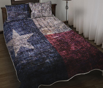 Grunge Texas Flag Print Quilt Bed Set