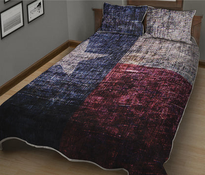 Grunge Texas Flag Print Quilt Bed Set