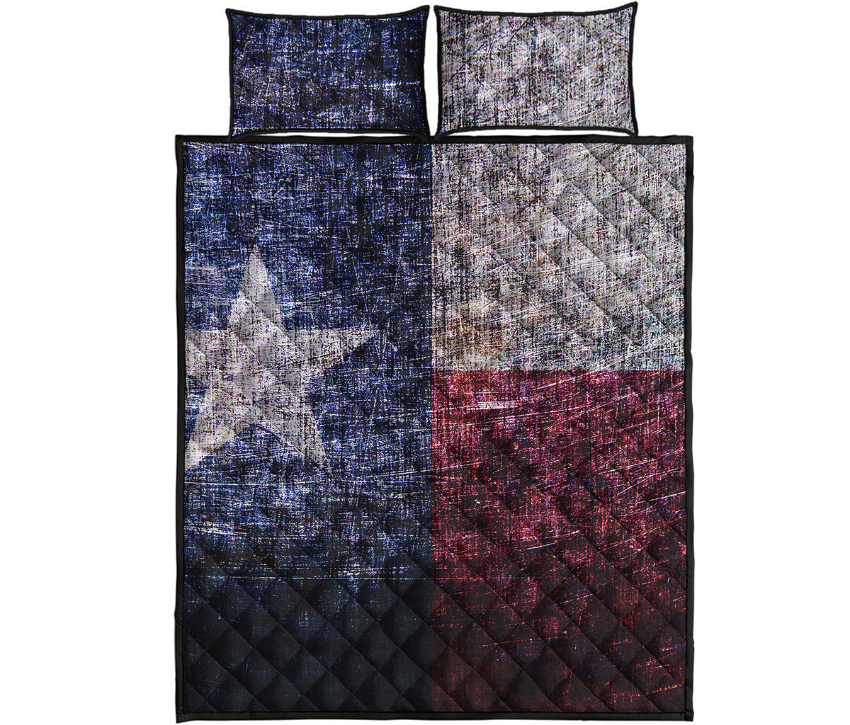 Grunge Texas Flag Print Quilt Bed Set