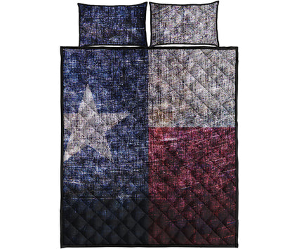 Grunge Texas Flag Print Quilt Bed Set