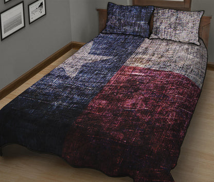 Grunge Texas Flag Print Quilt Bed Set