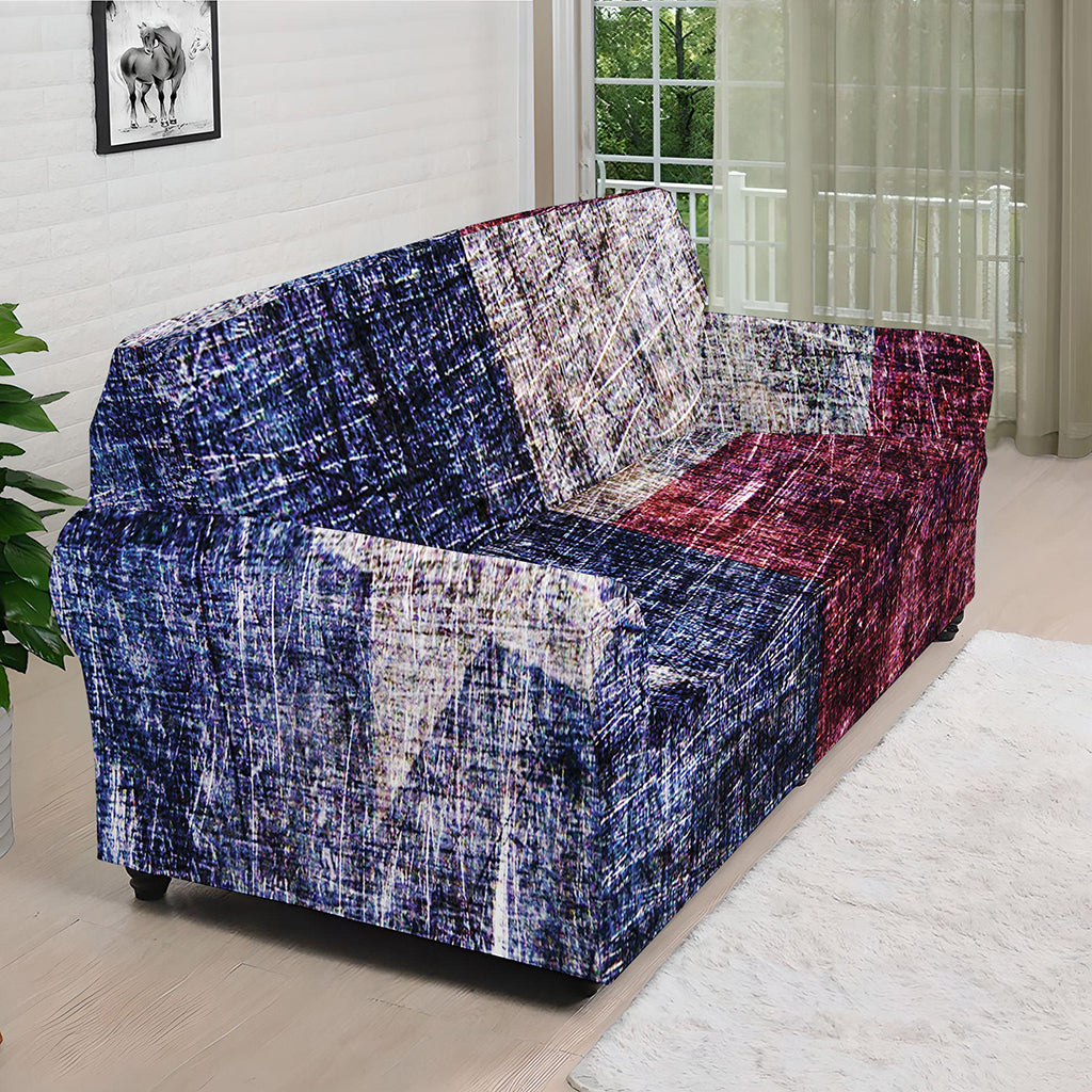 Grunge Texas Flag Print Sofa Cover