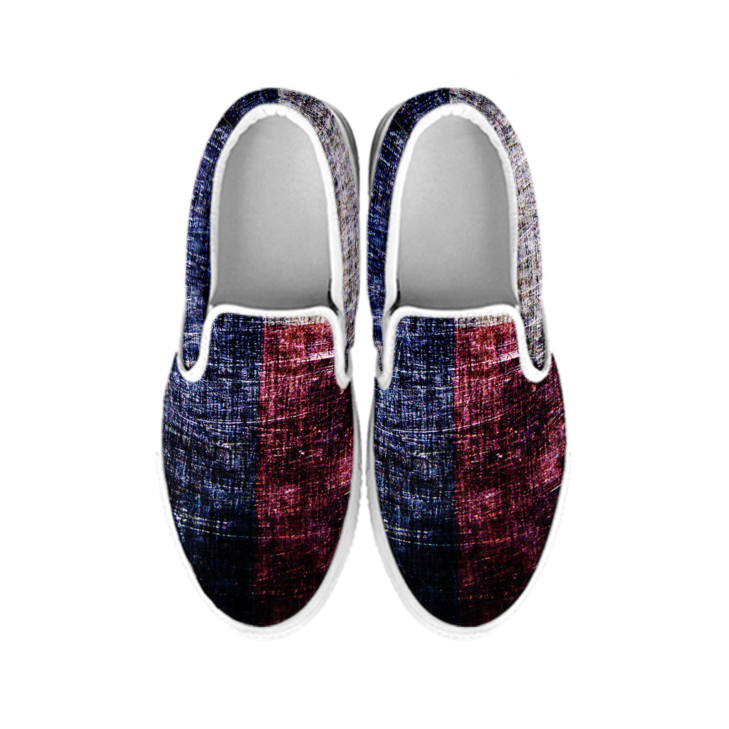 Grunge Texas Flag Print White Slip On Shoes