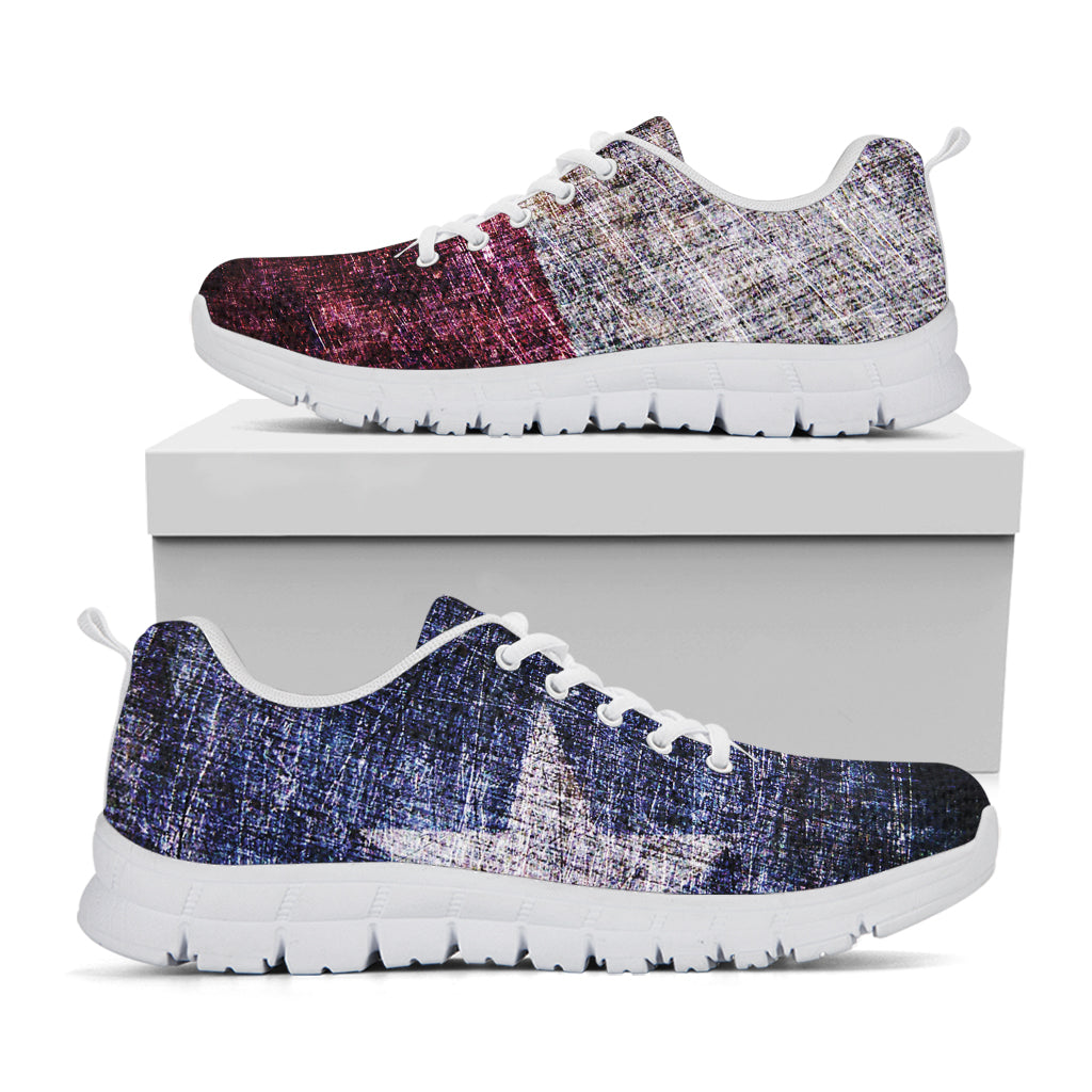 Grunge Texas Flag Print White Sneakers