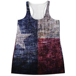 Grunge Texas Flag Print Women's Racerback Tank Top