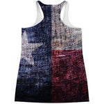Grunge Texas Flag Print Women's Racerback Tank Top