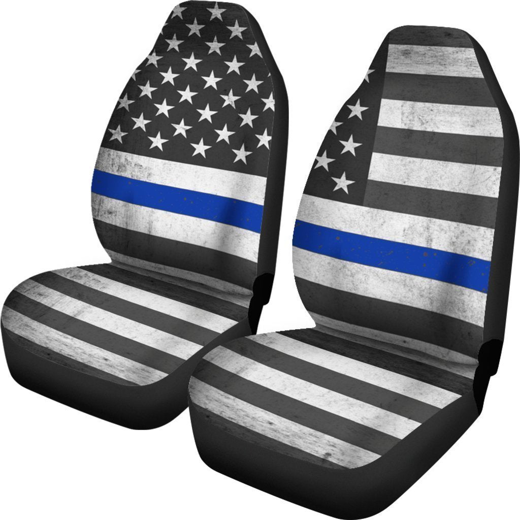 Grunge Thin Blue Line Universal Fit Car Seat Covers GearFrost