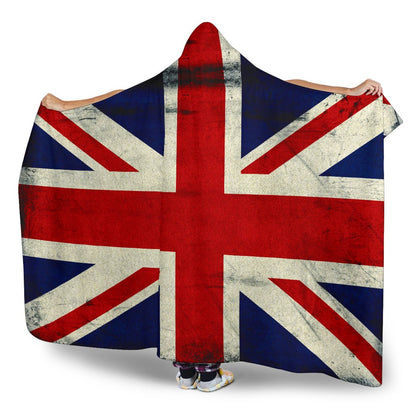 Grunge Union Jack British Flag Print Hooded Blanket GearFrost