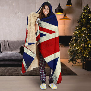 Grunge Union Jack British Flag Print Hooded Blanket GearFrost