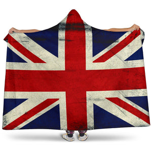 Grunge Union Jack British Flag Print Hooded Blanket GearFrost