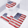 Grunge USA Flag Print 3 Piece Bath Mat Set