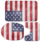 Grunge USA Flag Print 3 Piece Bath Mat Set