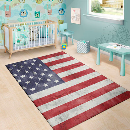 Grunge USA Flag Print Area Rug