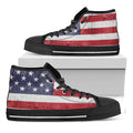 Grunge USA Flag Print Black High Top Sneakers