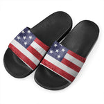 Grunge USA Flag Print Black Slide Sandals