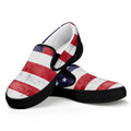 Grunge USA Flag Print Black Slip On Sneakers