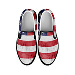 Grunge USA Flag Print Black Slip On Shoes
