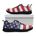 Grunge USA Flag Print Black Running Shoes