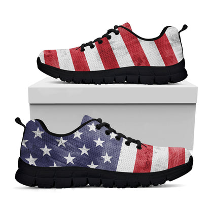 Grunge USA Flag Print Black Sneakers