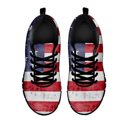 Grunge USA Flag Print Black Sneakers