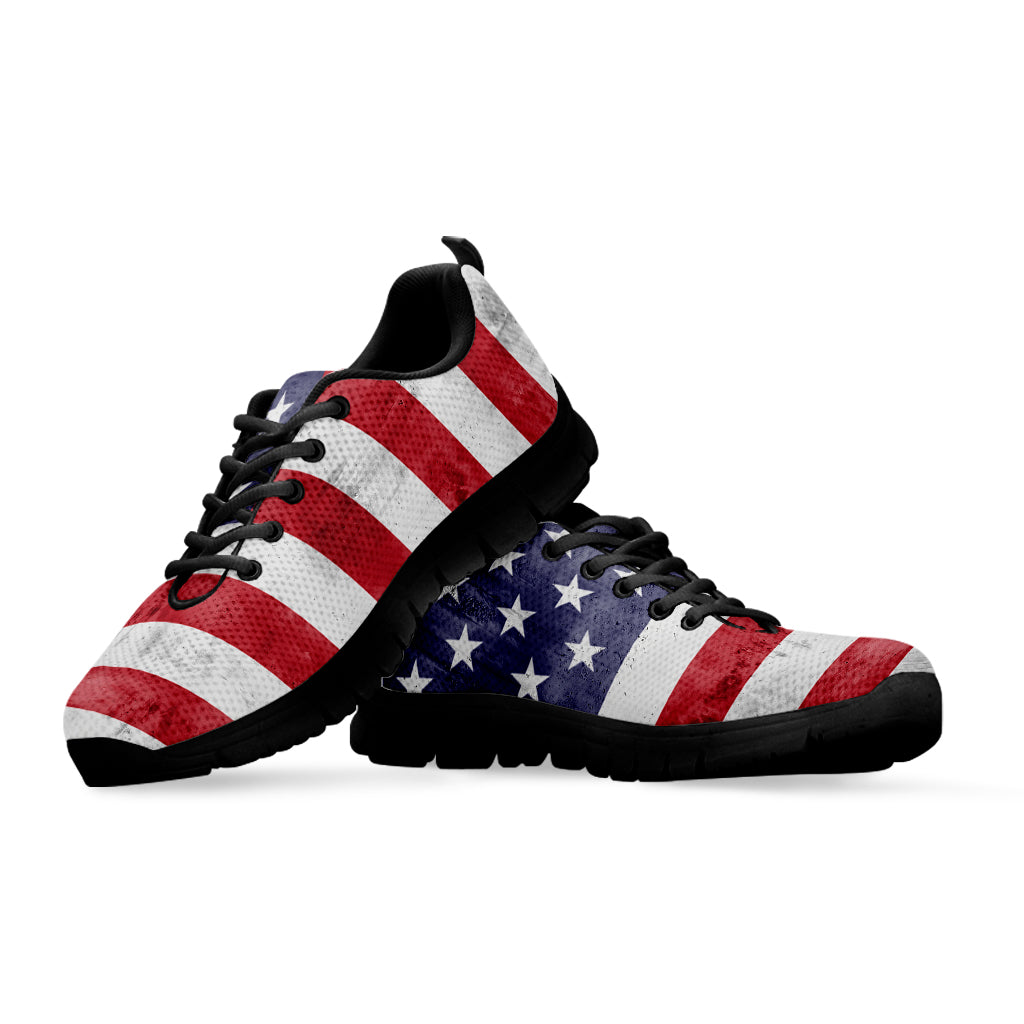 Grunge USA Flag Print Black Sneakers