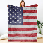 Grunge USA Flag Print Blanket