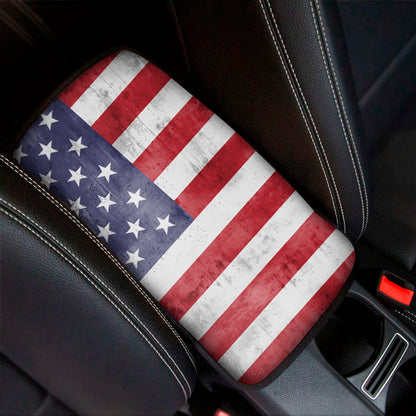 Grunge USA Flag Print Car Center Console Cover