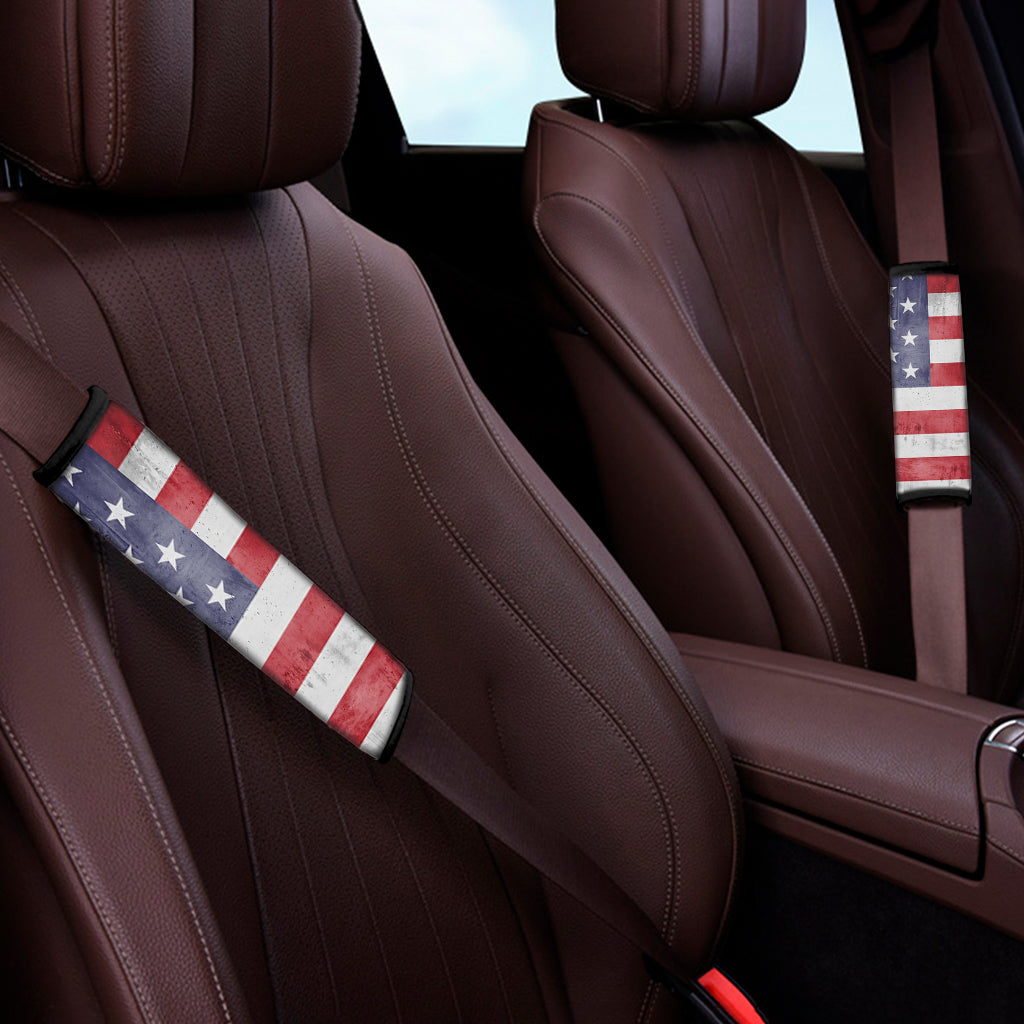 Grunge USA Flag Print Car Seat Belt Covers