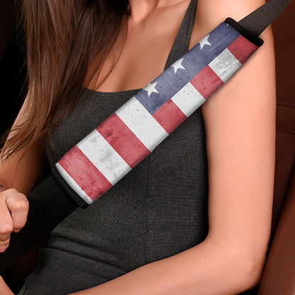 Grunge USA Flag Print Car Seat Belt Covers