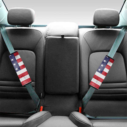 Grunge USA Flag Print Car Seat Belt Covers
