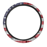 Grunge USA Flag Print Car Steering Wheel Cover