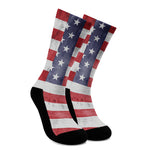 Grunge USA Flag Print Crew Socks