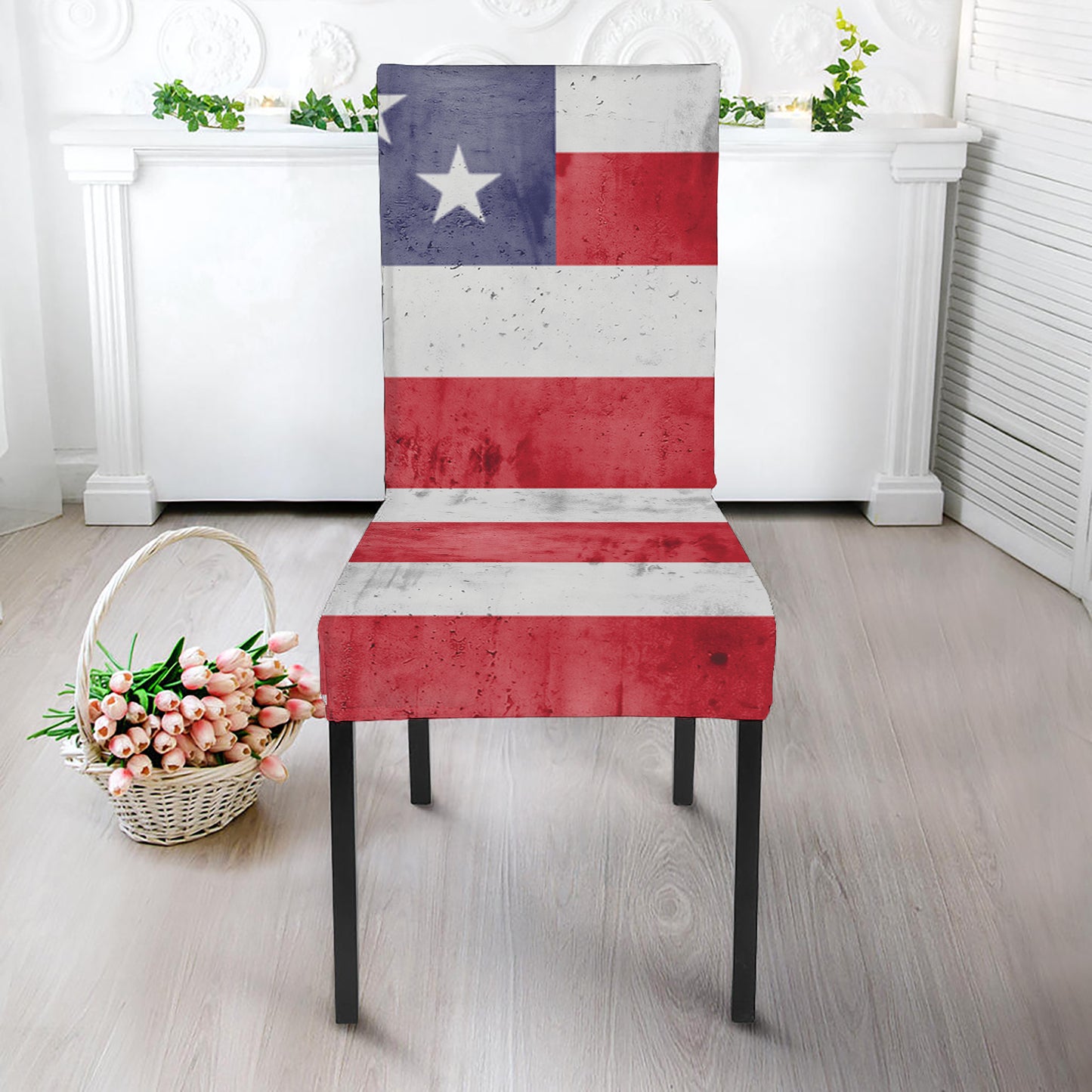 Grunge USA Flag Print Dining Chair Slipcover