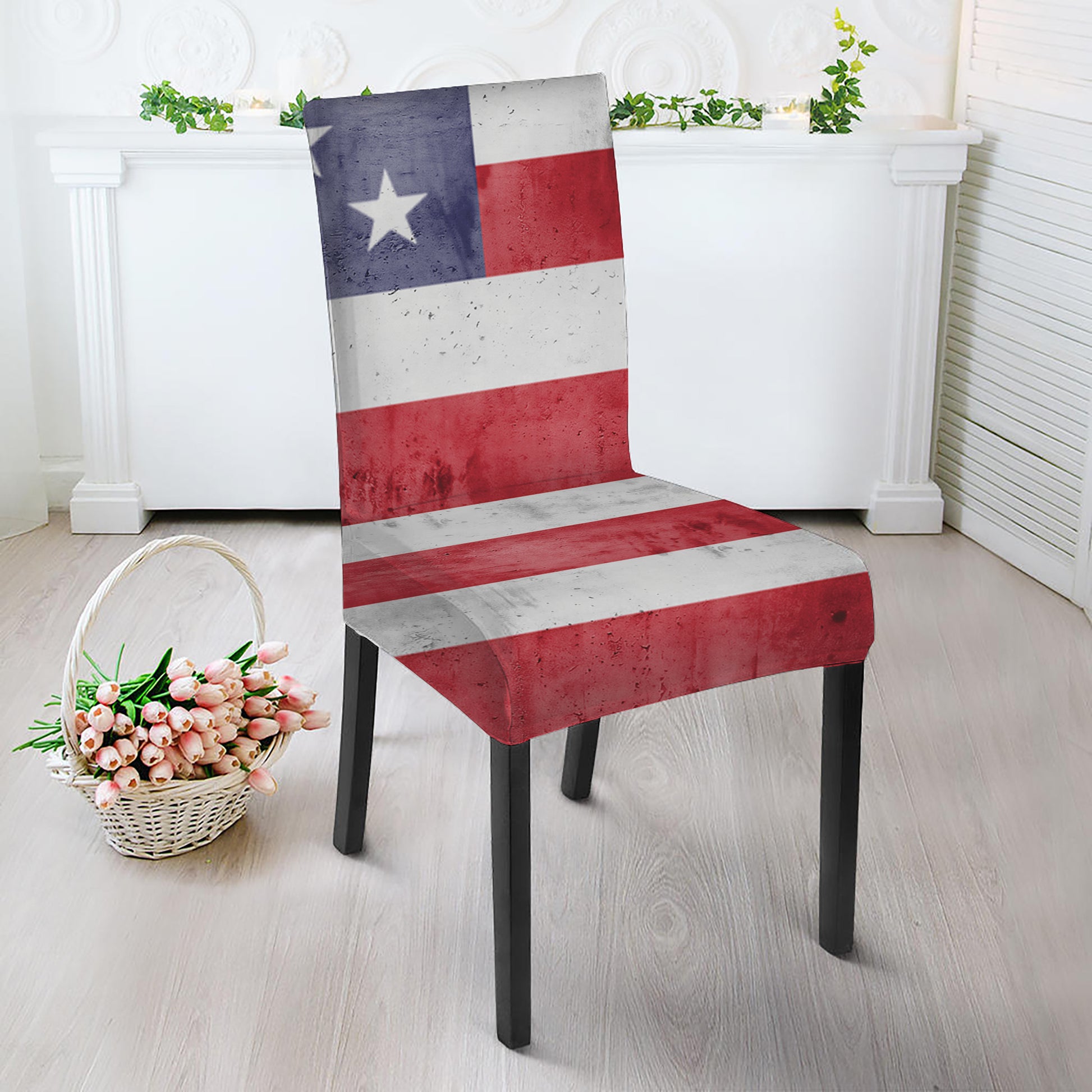 Grunge USA Flag Print Dining Chair Slipcover