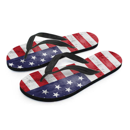 Grunge USA Flag Print Flip Flops