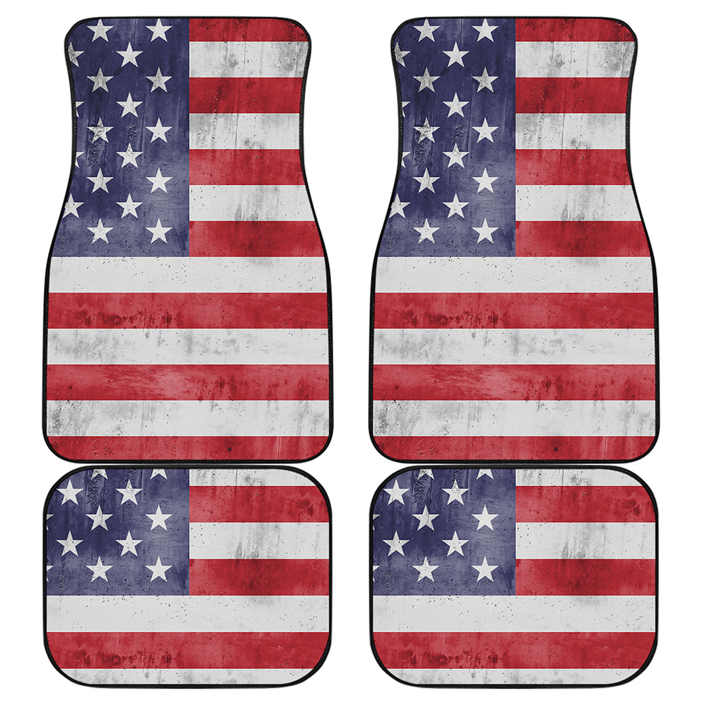 Grunge USA Flag Print Front and Back Car Floor Mats
