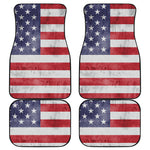 Grunge USA Flag Print Front and Back Car Floor Mats