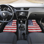 Grunge USA Flag Print Front and Back Car Floor Mats