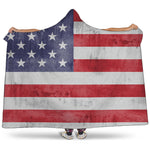 Grunge USA Flag Print Hooded Blanket