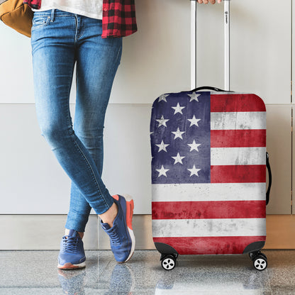 Grunge USA Flag Print Luggage Cover