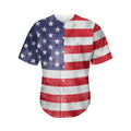 Grunge USA Flag Print Men's Baseball Jersey