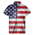 Grunge USA Flag Print Men's Short Sleeve Shirt