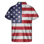 Grunge USA Flag Print Men's Short Sleeve Shirt