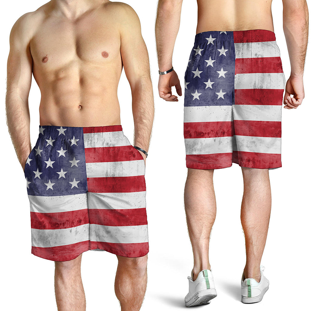 Grunge USA Flag Print Men's Shorts