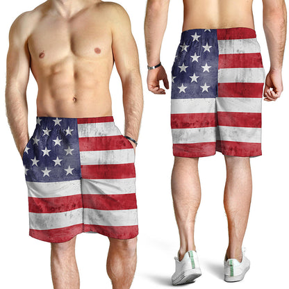 Grunge USA Flag Print Men's Shorts