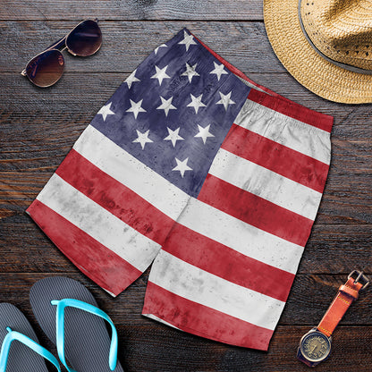 Grunge USA Flag Print Men's Shorts