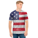 Grunge USA Flag Print Men's T-Shirt