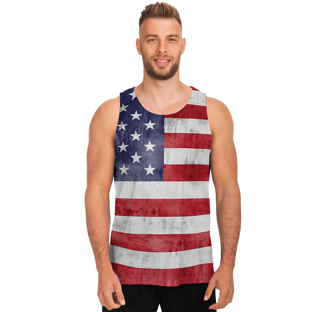 Grunge USA Flag Print Men's Tank Top