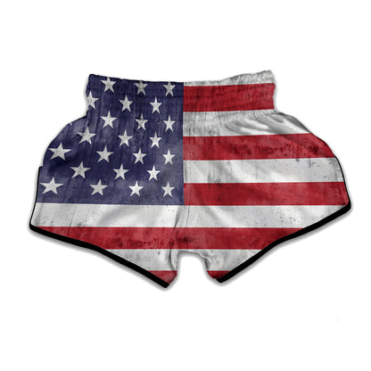 Grunge USA Flag Print Muay Thai Boxing Shorts